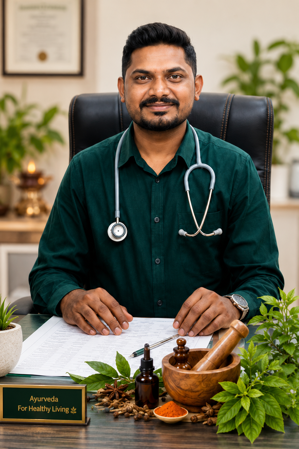 Portrait of Dr. Ashish Dattatray Kamble, Ayurvedic physician